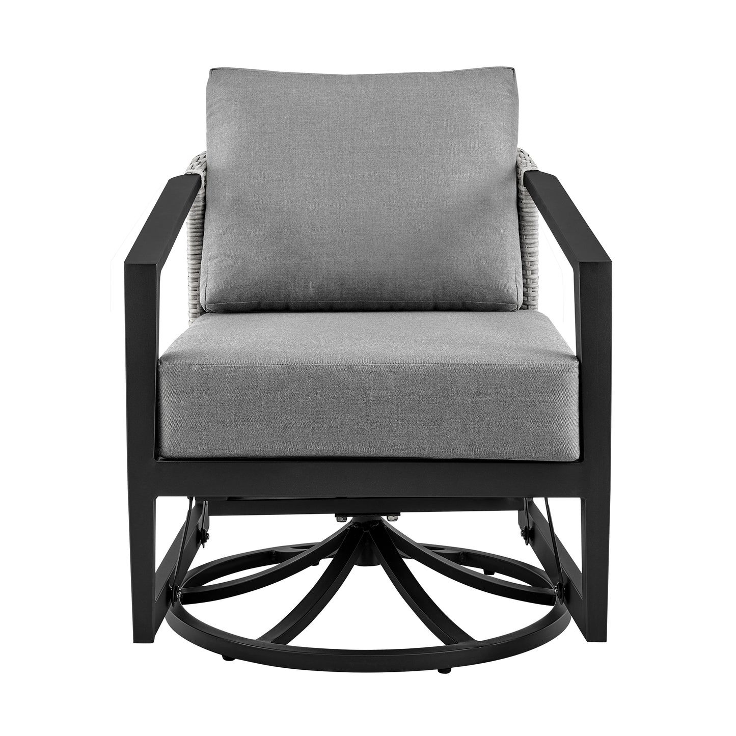 Palma Outdoor Patio Swivel Lounge Chair in Aluminum with Gray Cushions By Armen Living | Outdoor Chairs | Modishstore - 3