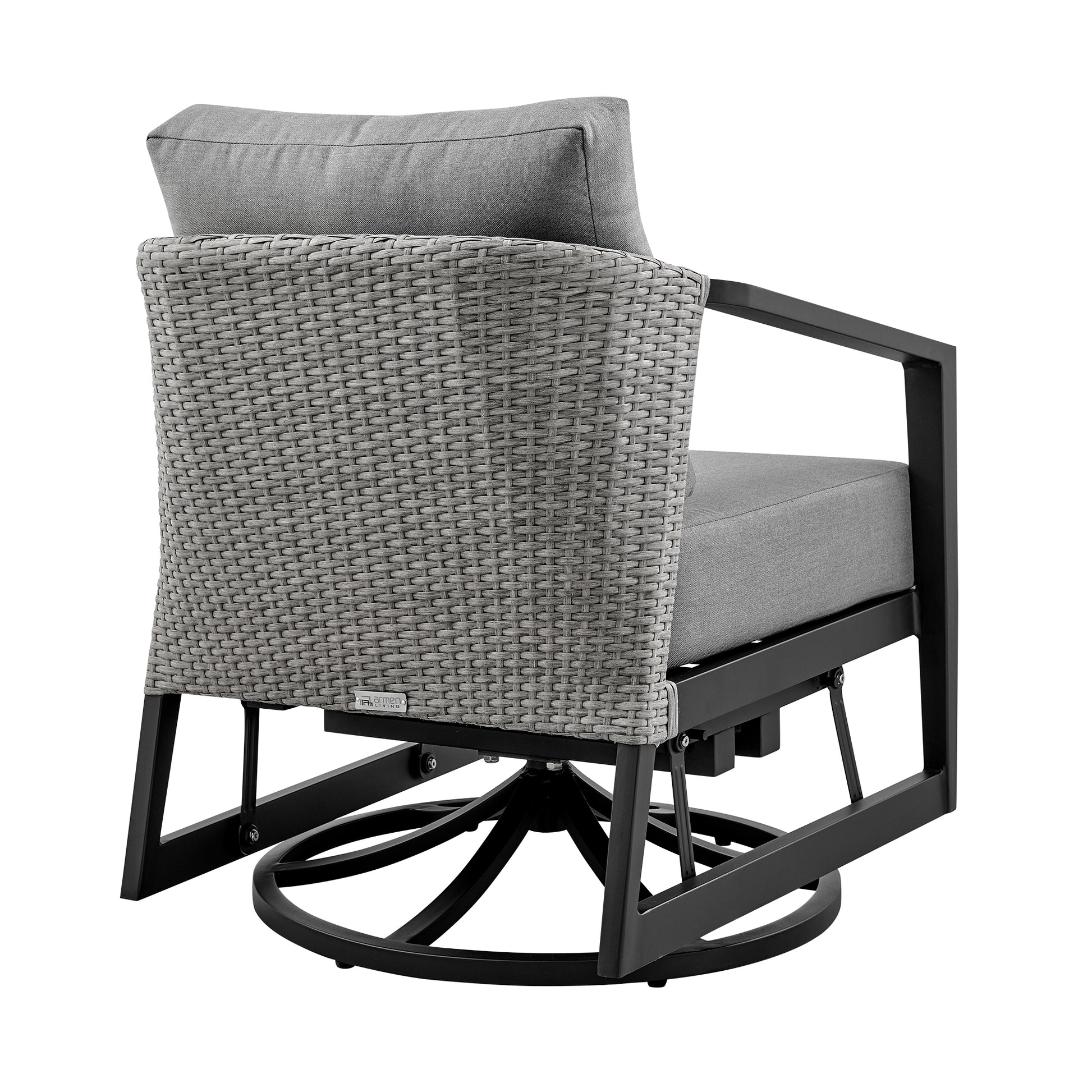 Palma Outdoor Patio Swivel Lounge Chair in Aluminum with Gray Cushions By Armen Living | Outdoor Chairs | Modishstore - 5