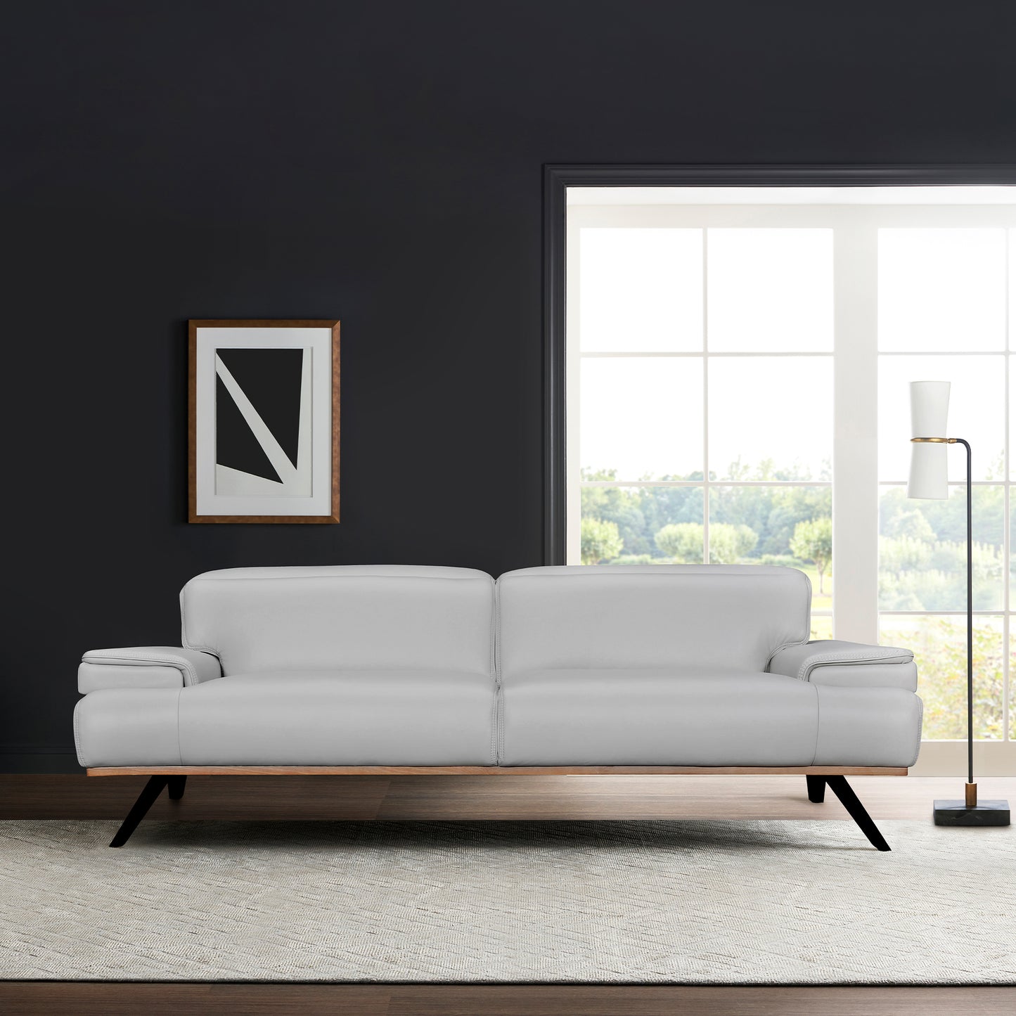 Prato 89" Dove Gray Leather Sofa By Armen Living | Sofas | Modishstore