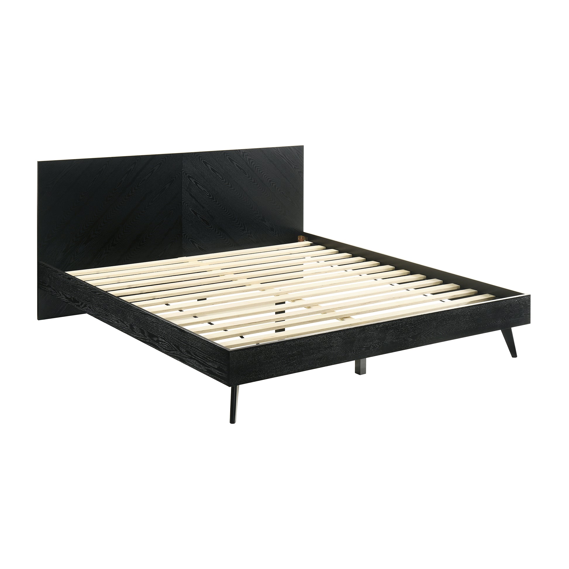 Petra King Platform Wood Bed Frame in Black Finish By Armen Living | Beds | Modishstore - 4