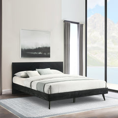 Petra King Platform Wood Bed Frame in Black Finish By Armen Living