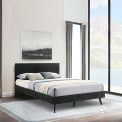 Petra Queen Platform Wood Bed Frame in Black Finish By Armen Living