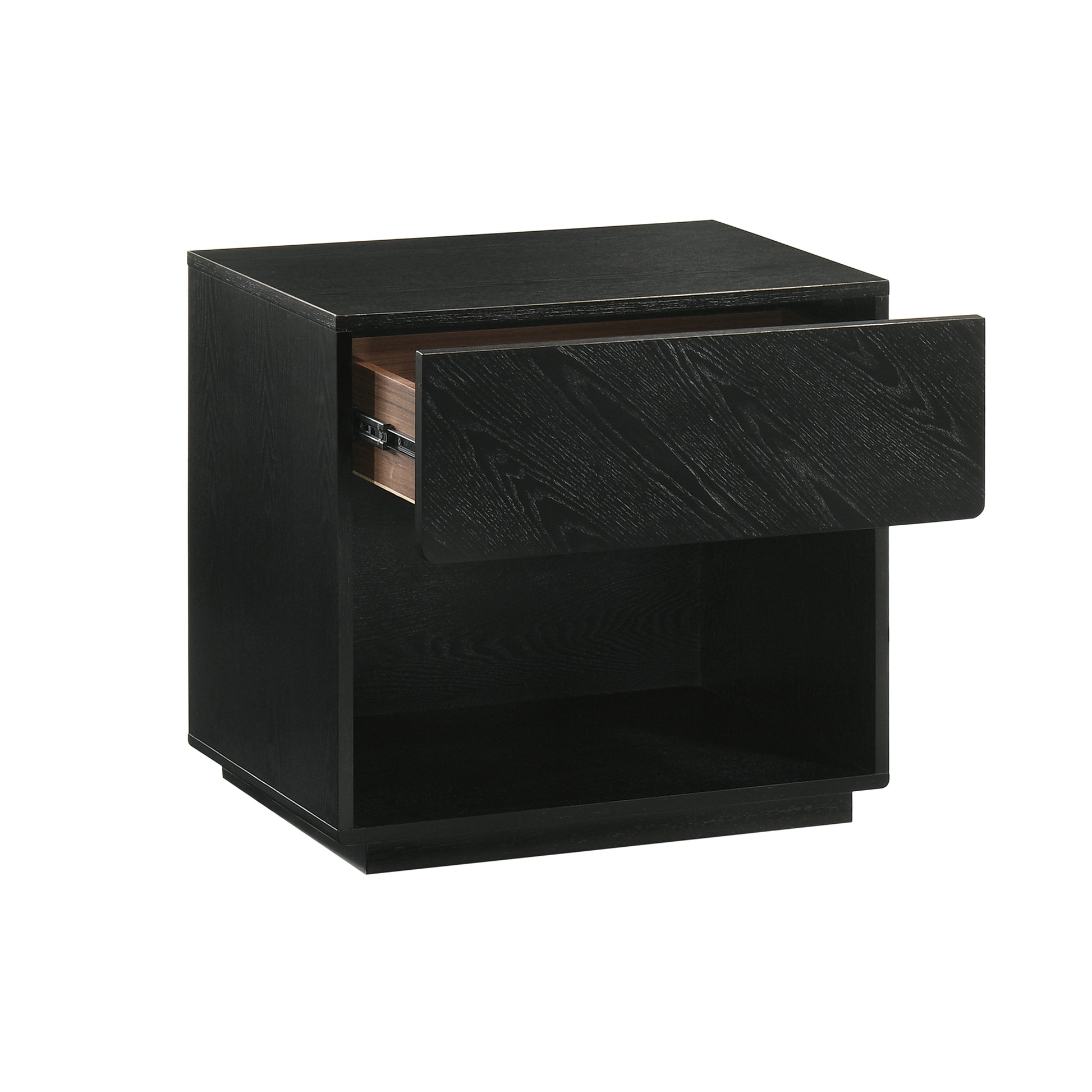 Petra 1 Drawer Wood Nightstand in Black Finish By Armen Living | Nightstands | Modishstore - 5