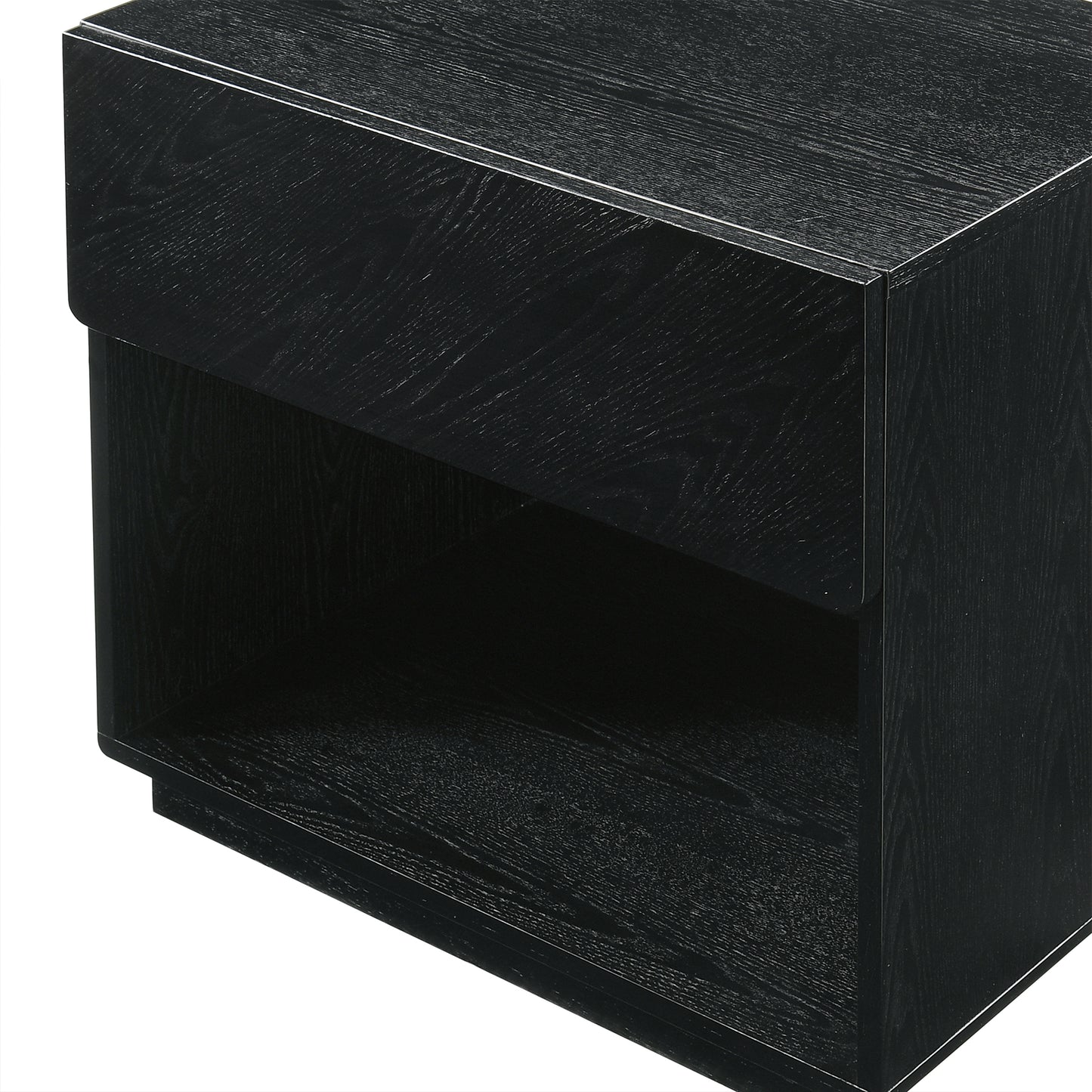 Petra 1 Drawer Wood Nightstand in Black Finish By Armen Living | Nightstands | Modishstore - 9