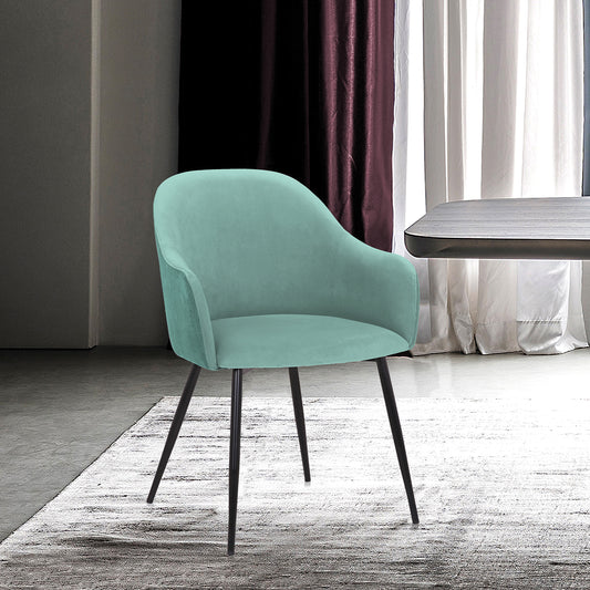 Pixie Two Tone Teal Fabric Dining Room Chair with Black Metal Legs By Armen Living | Dining Chairs | Modishstore