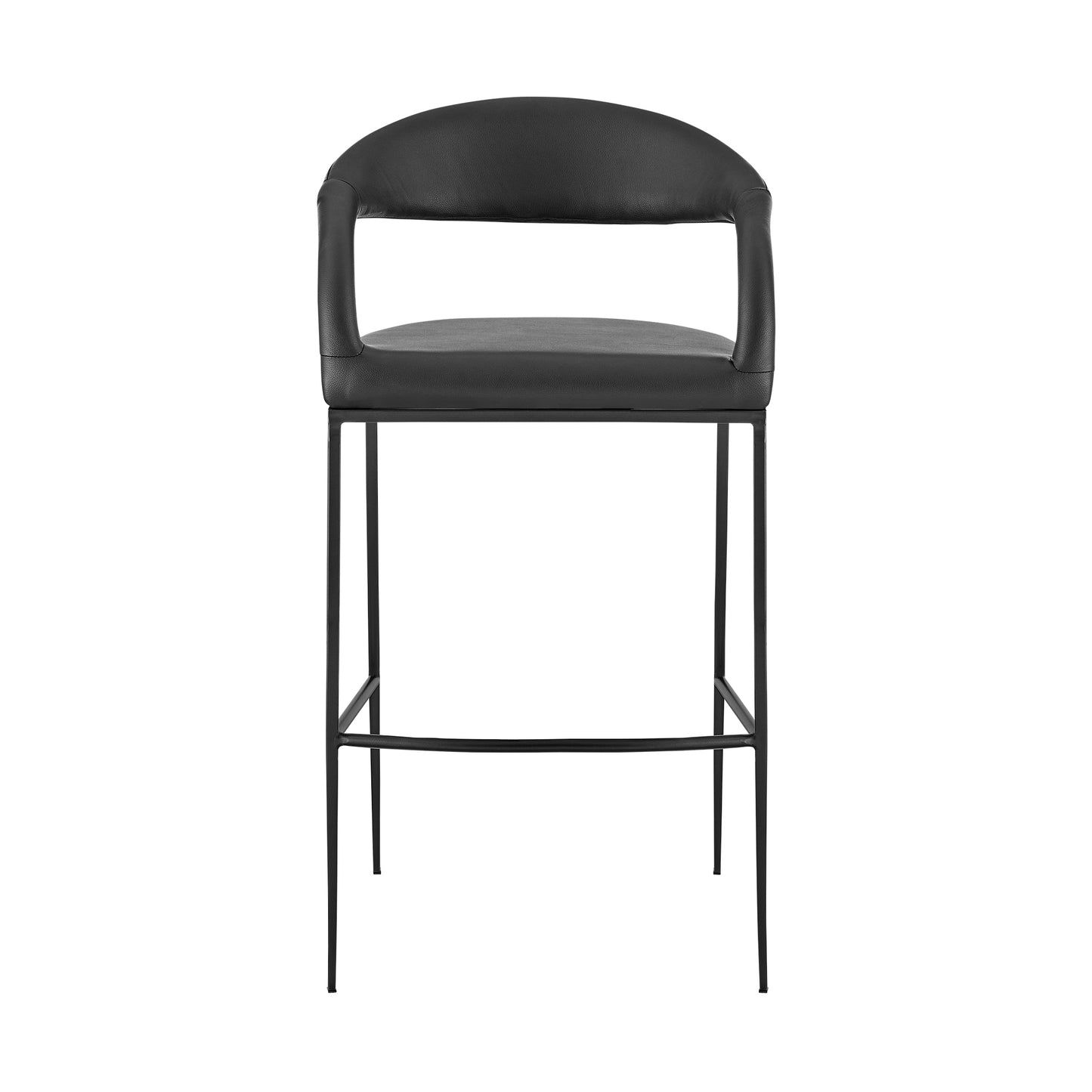 Ramona 26" Counter Stool with Matte Black Iron and Black Faux Leather By Armen Living | Bar Stools | Modishstore - 3