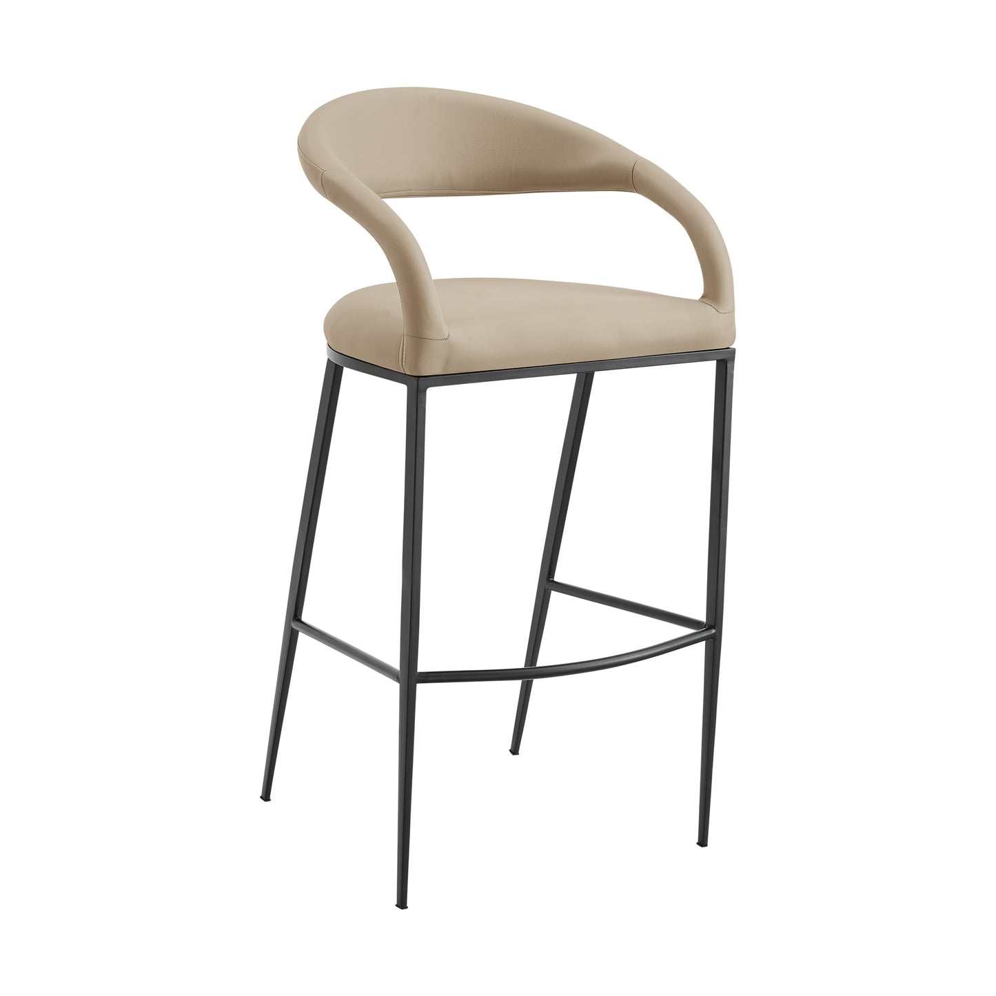 Ramona 26" Counter Stool with Matte Black Iron and Beige Faux Leather By Armen Living | Bar Stools | Modishstore - 2