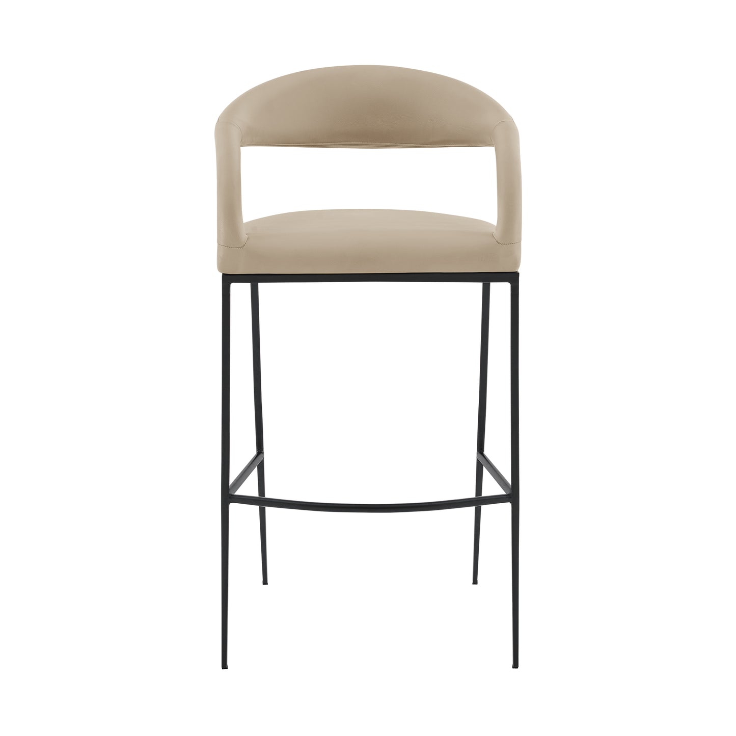 Ramona 26" Counter Stool with Matte Black Iron and Beige Faux Leather By Armen Living | Bar Stools | Modishstore - 3