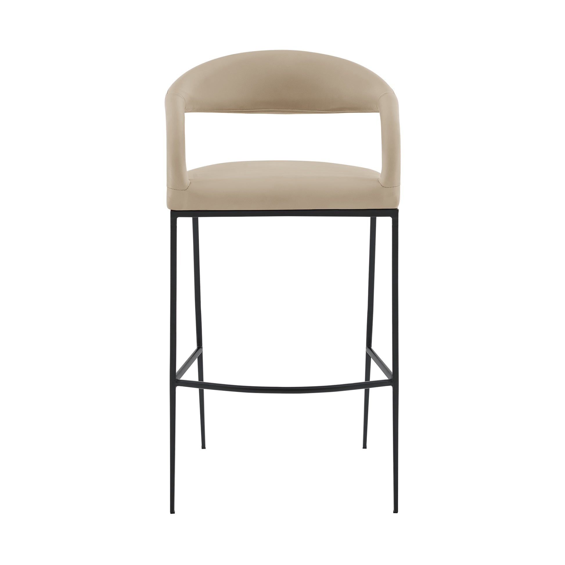 Ramona 26" Counter Stool with Matte Black Iron and Beige Faux Leather By Armen Living | Bar Stools | Modishstore - 3