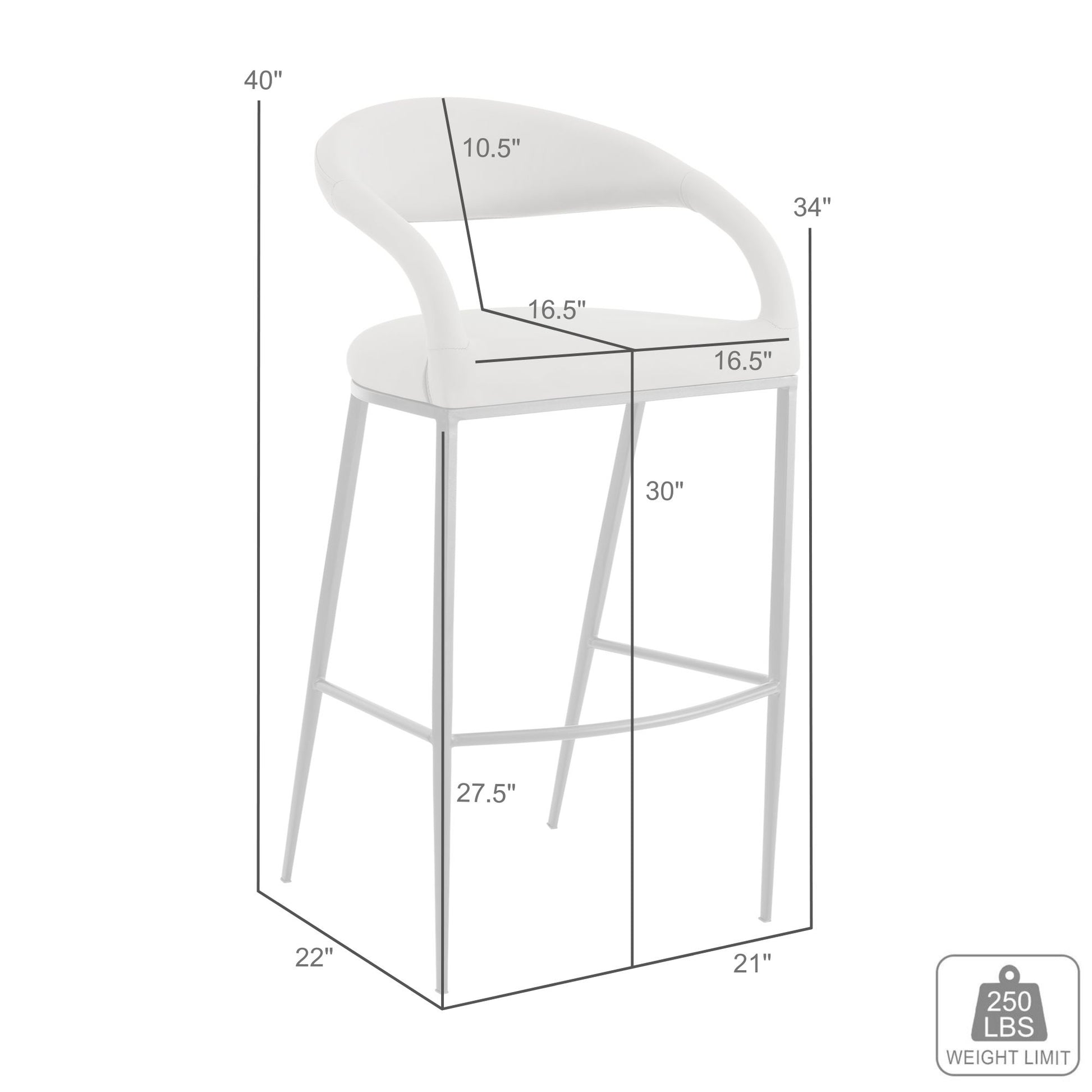 Ramona 30" Bar Stool with Matte Black Iron and Light Gray Leather By Armen Living | Bar Stools | Modishstore - 9