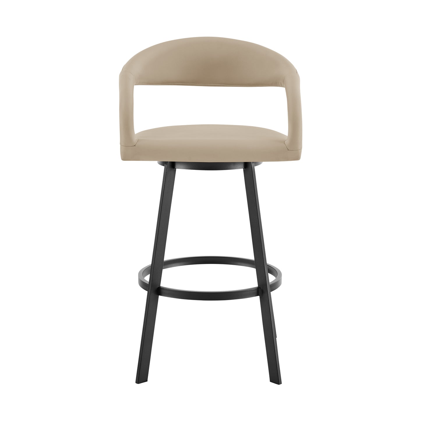 Ramona 26" Swivel Counter Stool with Matte Black Iron and Beige Faux Leather By Armen Living | Bar Stools | Modishstore - 3