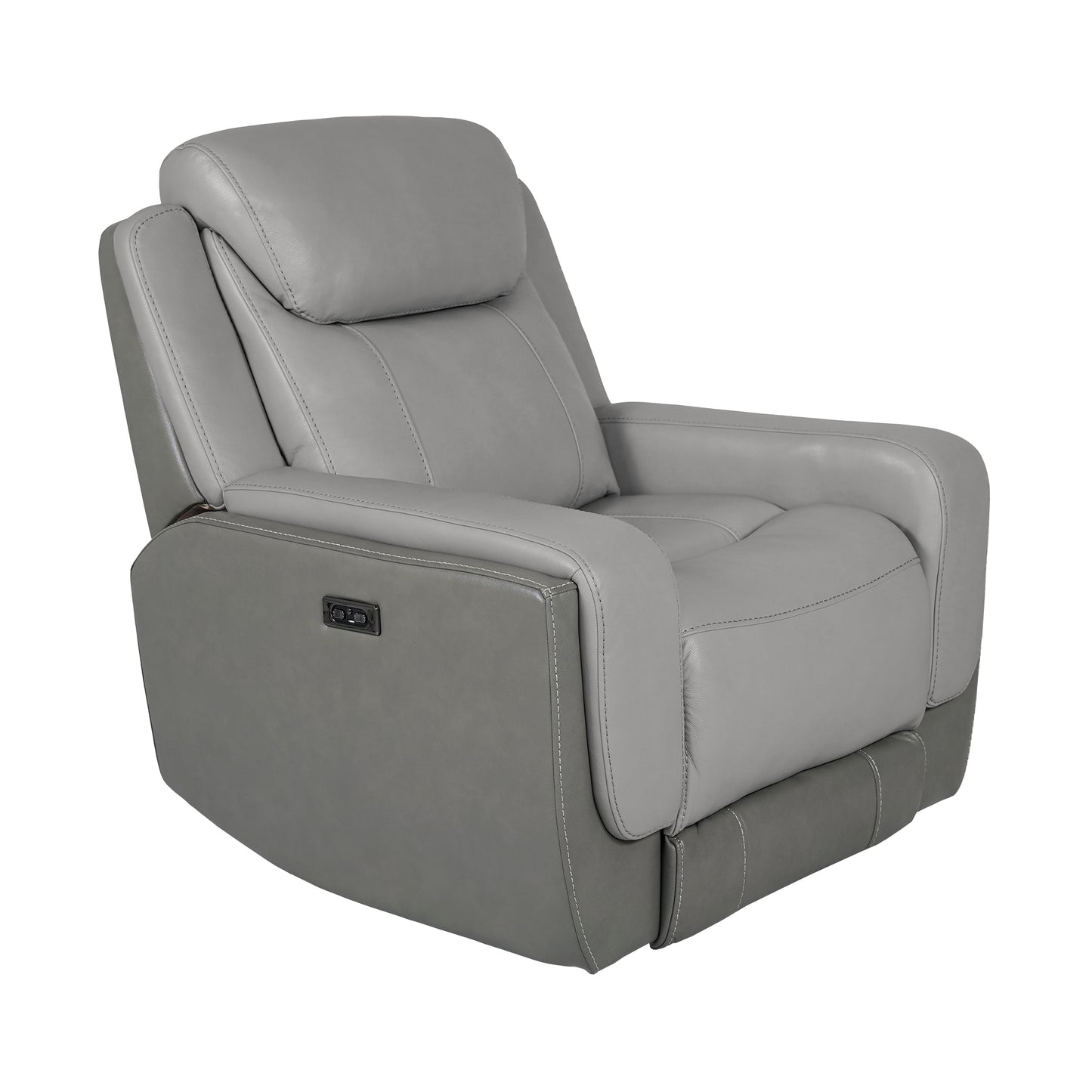 Rosalyn Zero Gravity Power Recliner in Silver and Gray Leather with Power Headrest By Armen Living | Recliners | Modishstore - 2