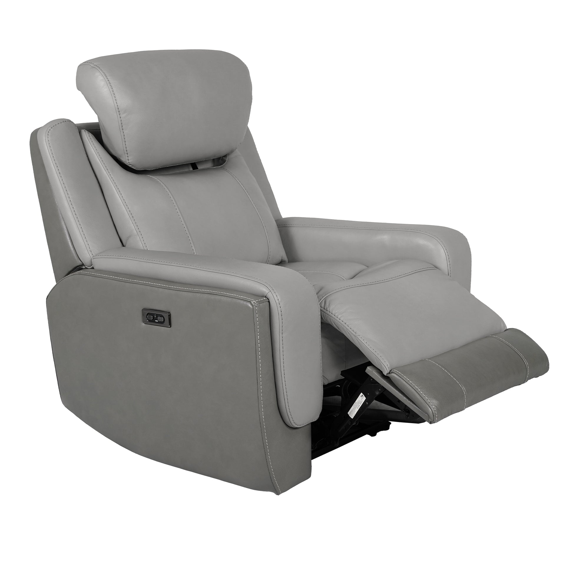 Rosalyn Zero Gravity Power Recliner in Silver and Gray Leather with Power Headrest By Armen Living | Recliners | Modishstore - 4