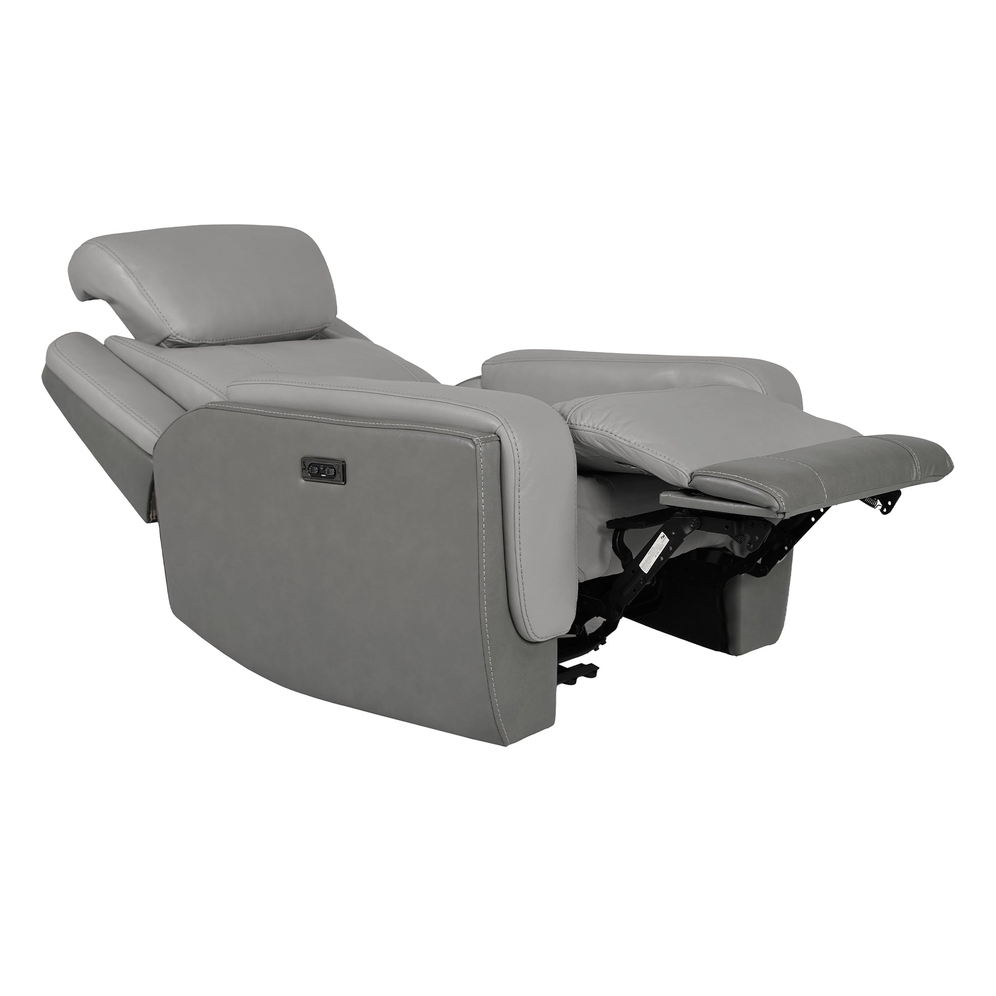 Rosalyn Zero Gravity Power Recliner in Silver and Gray Leather with Power Headrest By Armen Living | Recliners | Modishstore - 5