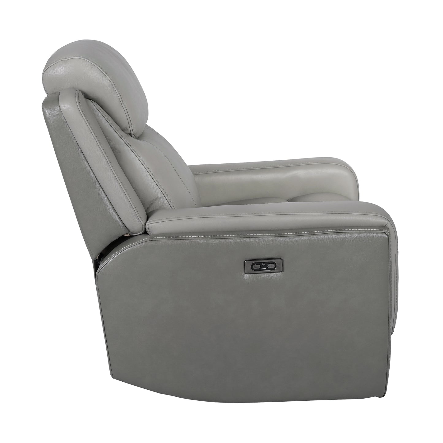 Rosalyn Zero Gravity Power Recliner in Silver and Gray Leather with Power Headrest By Armen Living | Recliners | Modishstore - 7