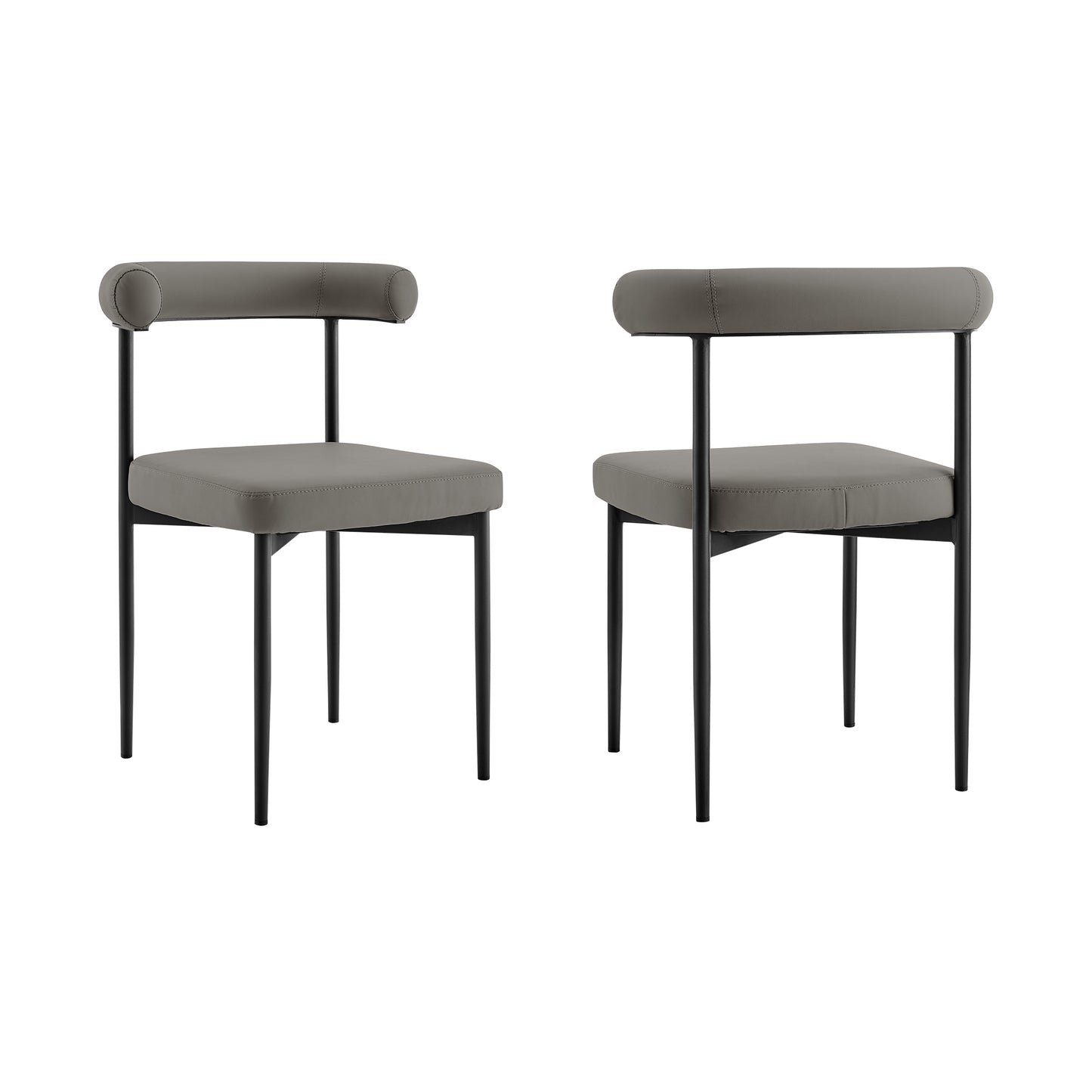 Shannon Dining Chair with Matte Black Iron and Thundercloud Gray Fabric - Set of 2 By Armen Living | Dining Chairs | Modishstore - 39