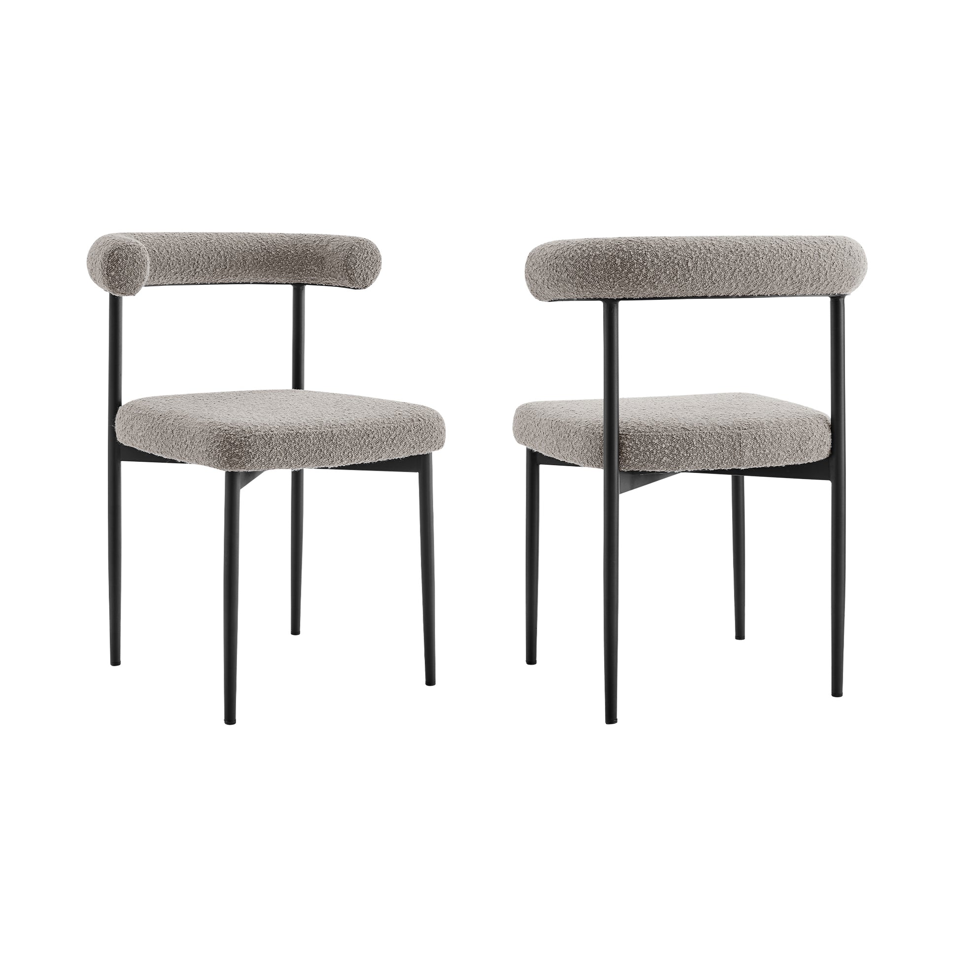 Shannon Dining Chair with Matte Black Iron and Thundercloud Gray Fabric - Set of 2 By Armen Living | Dining Chairs | Modishstore - 3