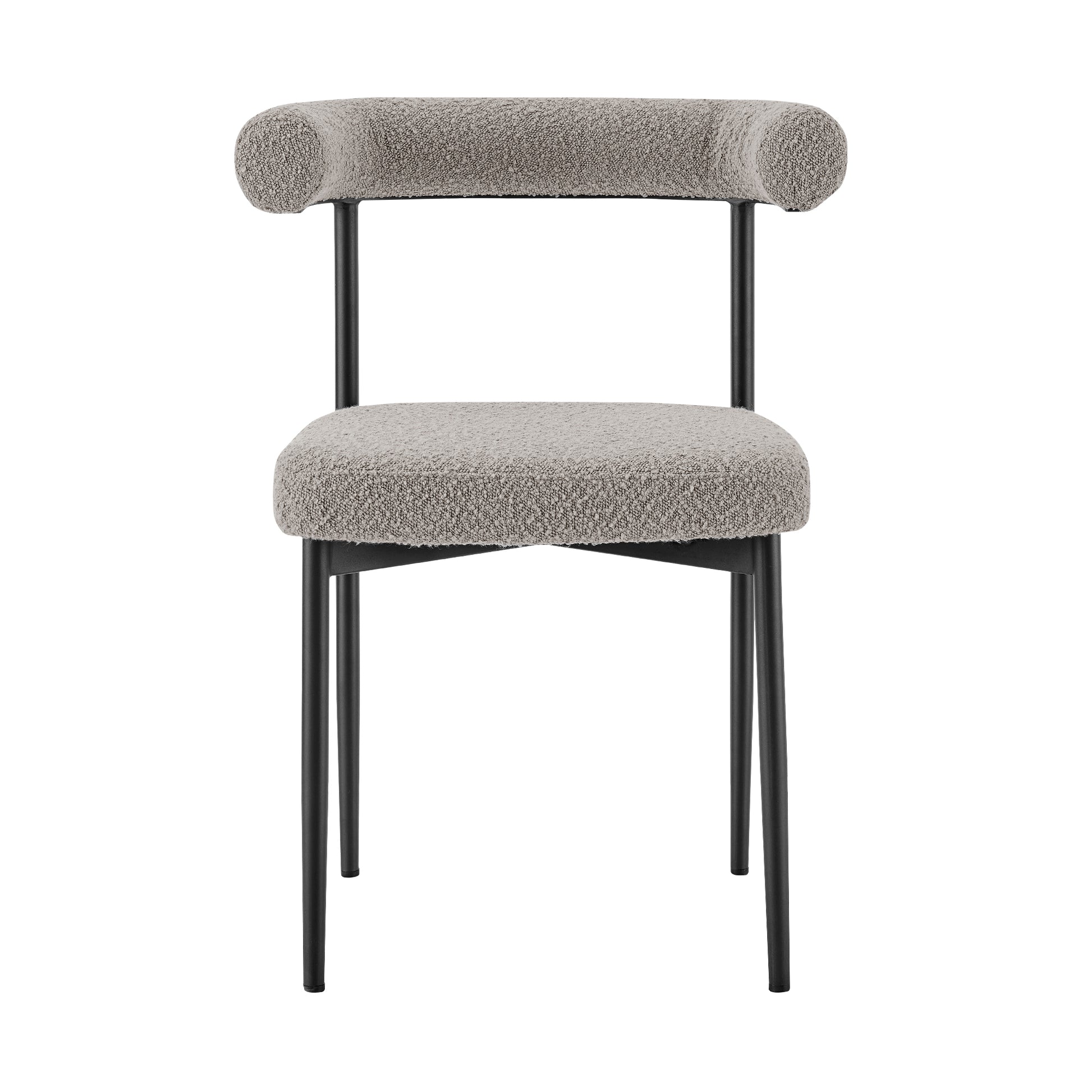 Shannon Dining Chair with Matte Black Iron and Thundercloud Gray Fabric - Set of 2 By Armen Living | Dining Chairs | Modishstore - 5