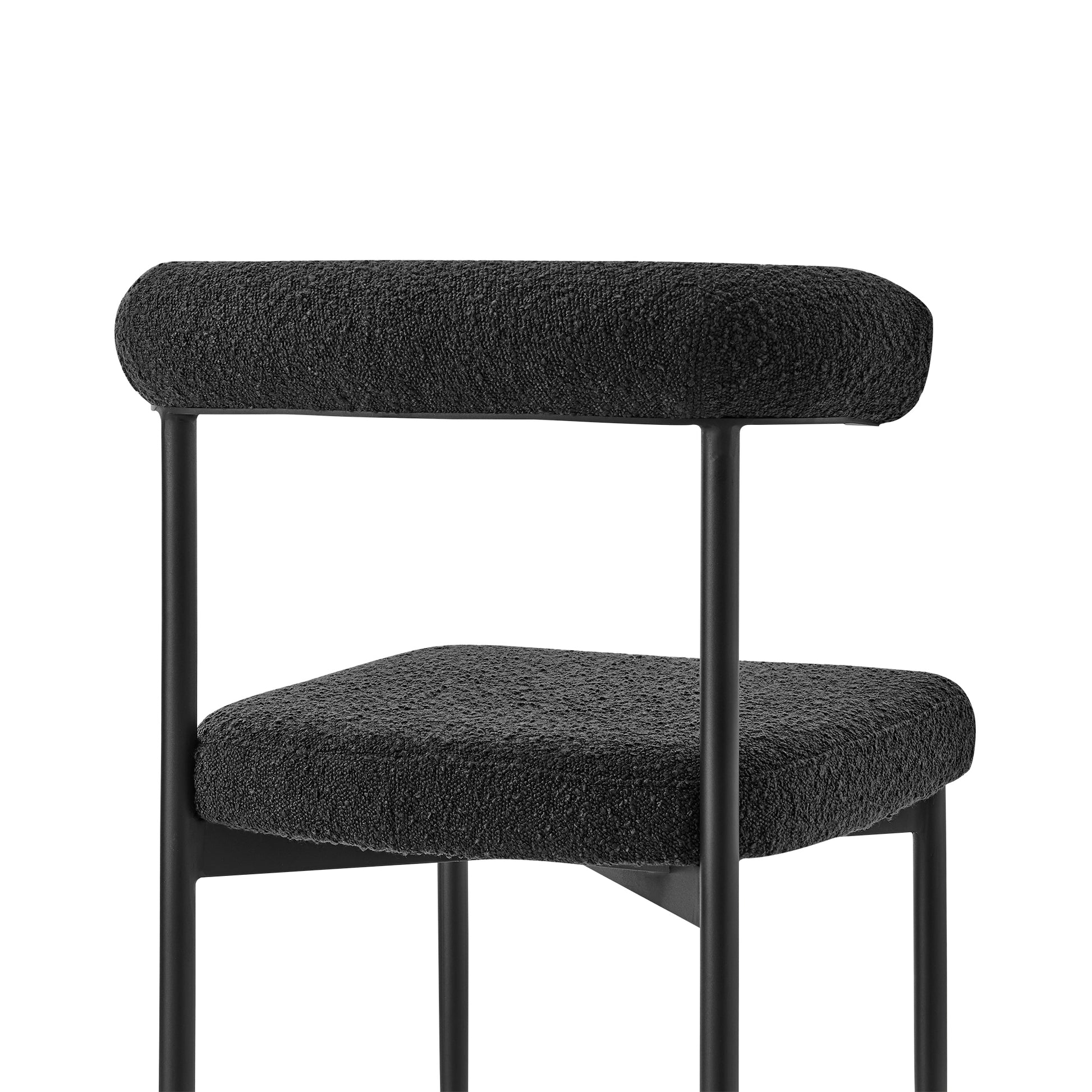 Shannon Dining Chair with Matte Black Iron and Thundercloud Gray Fabric - Set of 2 By Armen Living | Dining Chairs | Modishstore - 20