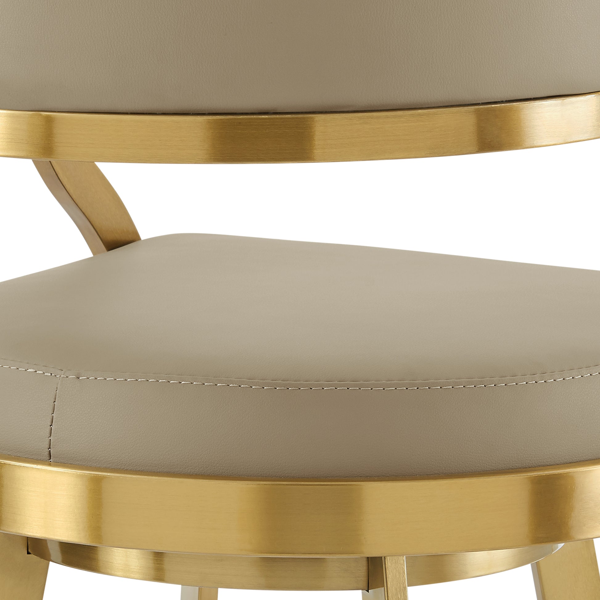 Saturn 26" Swivel Counter Stool with Gold Brushed Stainless Steel and Light Sand Faux Leather By Armen Living | Bar Stools | Modishstore - 10