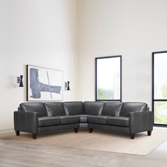 Summit 3 Piece Pewter Leather Sectional Sofa By Armen Living