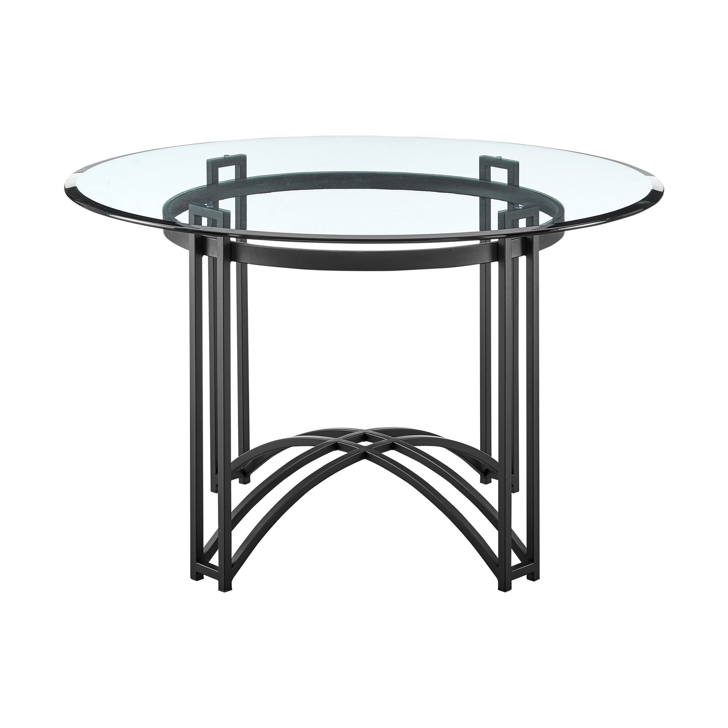 Tibet Contemporary Round Glass Dining Table with Matte Black Iron Base By Armen Living | Dining Tables | Modishstore - 4