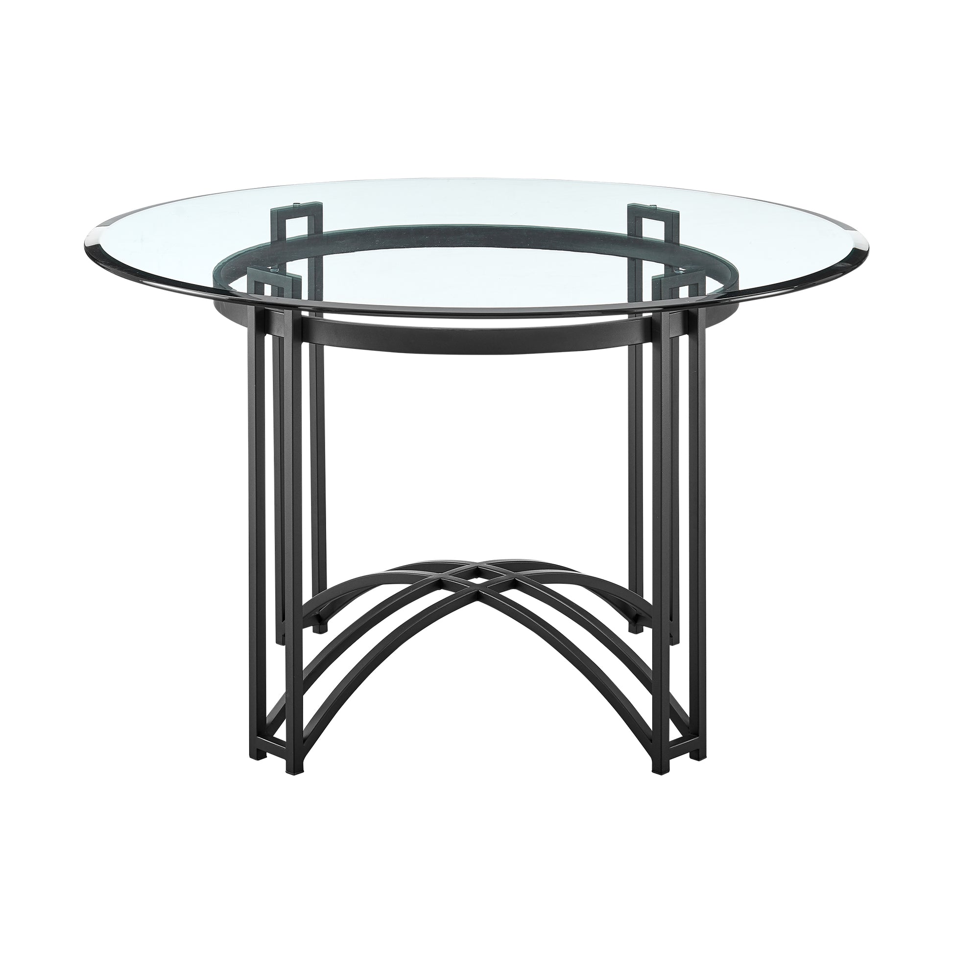 Tibet Contemporary Round Glass Dining Table with Matte Black Iron Base By Armen Living | Dining Tables | Modishstore - 4