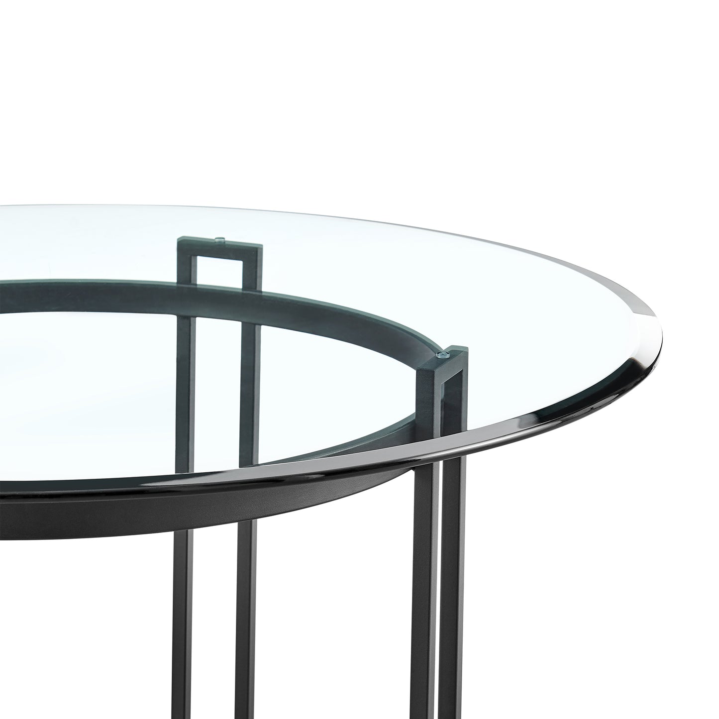 Tibet Contemporary Round Glass Dining Table with Matte Black Iron Base By Armen Living | Dining Tables | Modishstore - 5