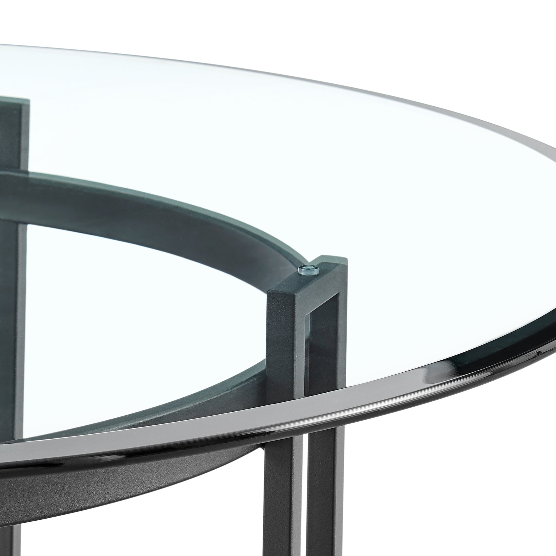 Tibet Contemporary Round Glass Dining Table with Matte Black Iron Base By Armen Living | Dining Tables | Modishstore - 6