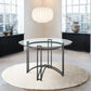 Tibet Contemporary Round Glass Dining Table with Matte Black Iron Base By Armen Living | Dining Tables | Modishstore