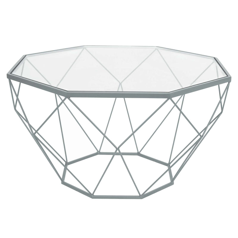LeisureMod Malibu Large Modern Octagon Glass Top Coffee Table With Geometric Base | Coffee Tables | Modishstore - 7