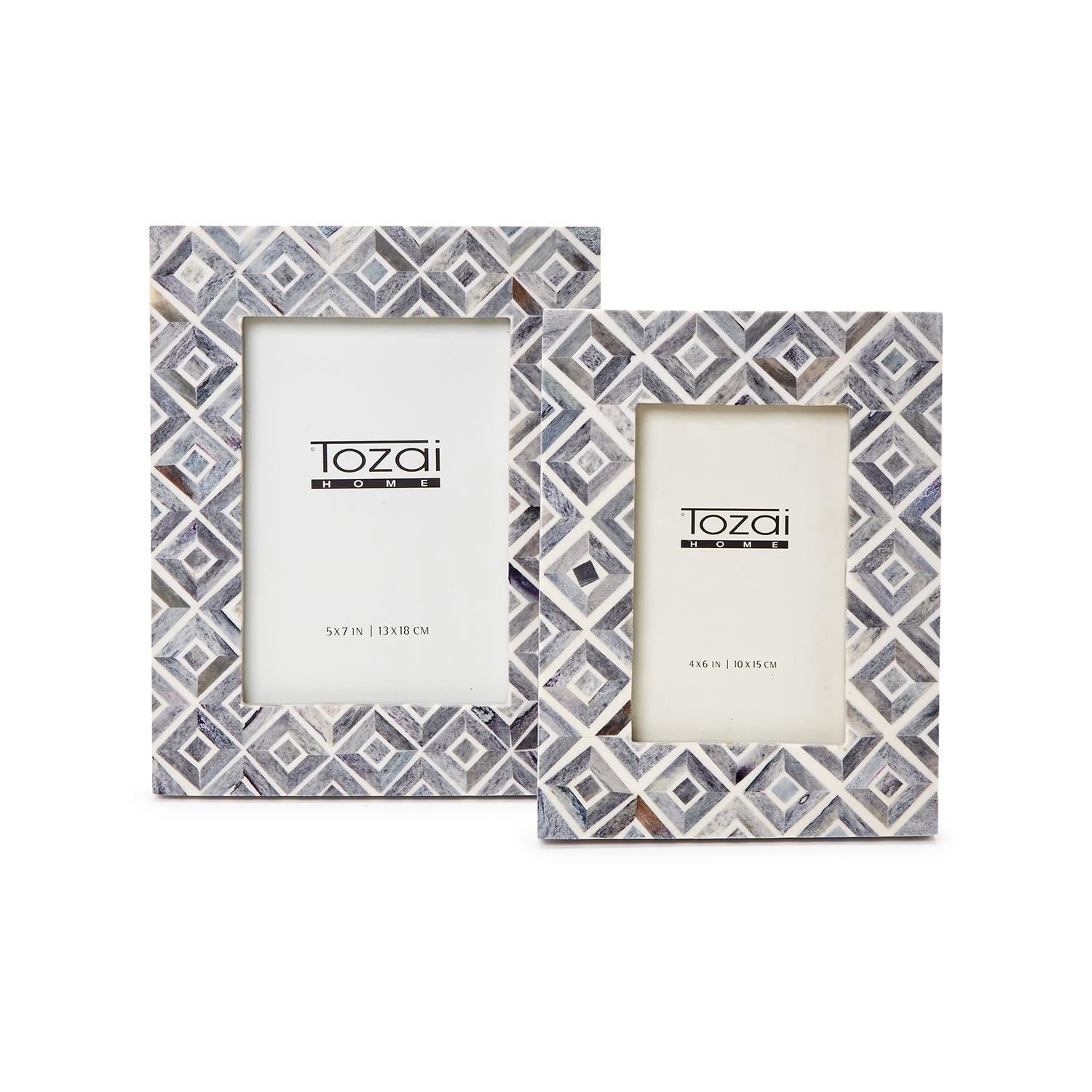 Grey Diamond Pattern Photo Frame Set Of 6 By Tozai Home | Frames | Modishstore - 4