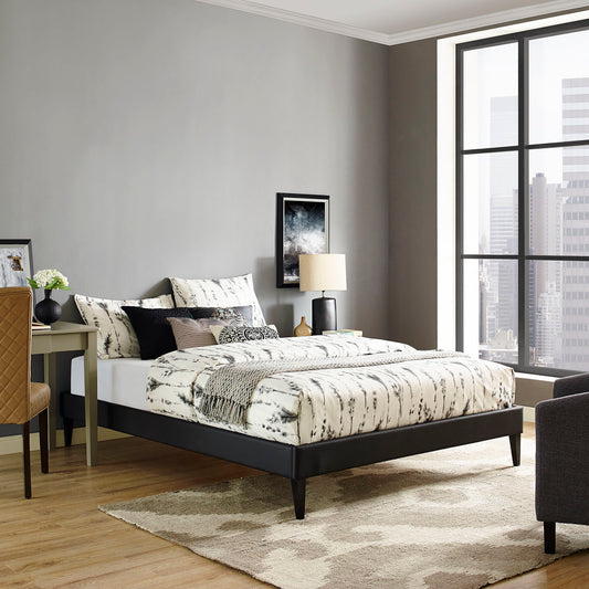 Modway Sharon Vinyl Full Bed Frame with Squared Tapered Legs