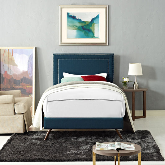 Modway Jessamine Fabric Twin Platform Bed with Round Splayed Legs