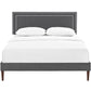 Modway Jessamine Fabric Full Platform Bed with Squared Tapered Legs