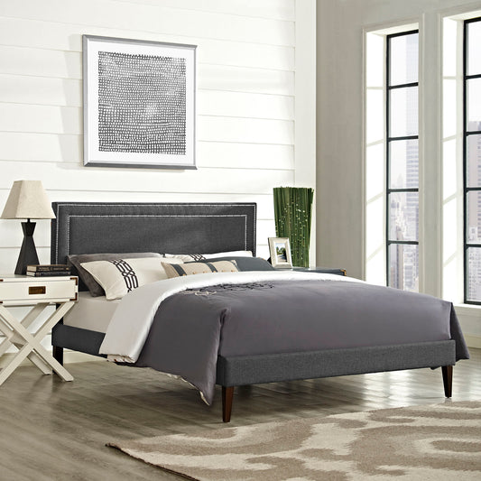 Modway Jessamine Fabric Full Platform Bed with Squared Tapered Legs