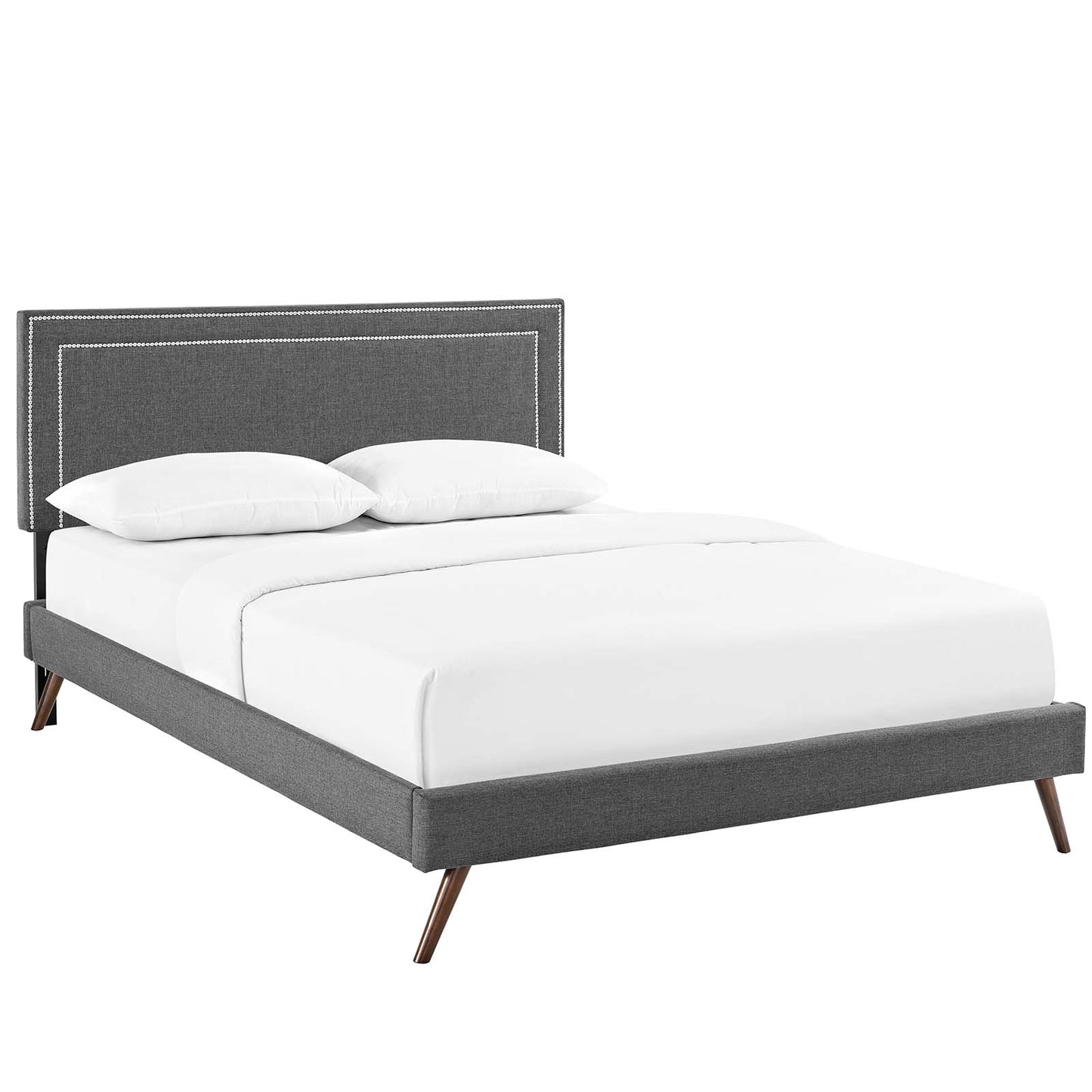 Modway Jessamine Fabric Queen Platform Bed with Round Splayed Legs