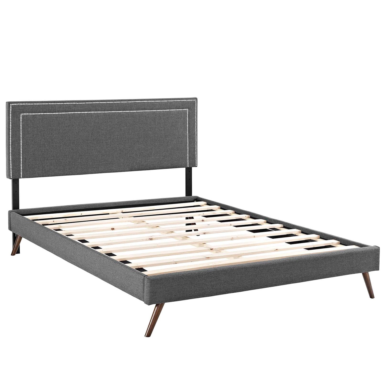 Modway Jessamine Fabric Queen Platform Bed with Round Splayed Legs