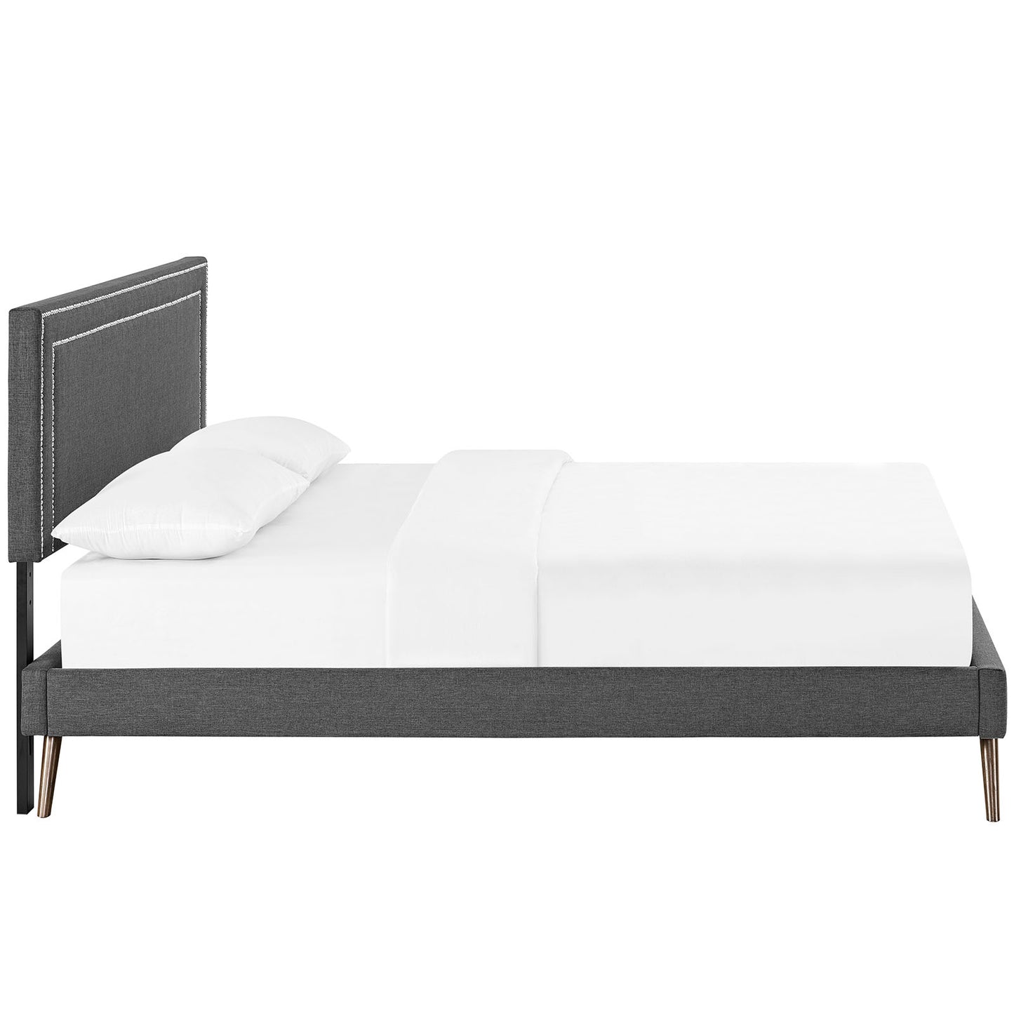 Modway Jessamine Fabric Queen Platform Bed with Round Splayed Legs