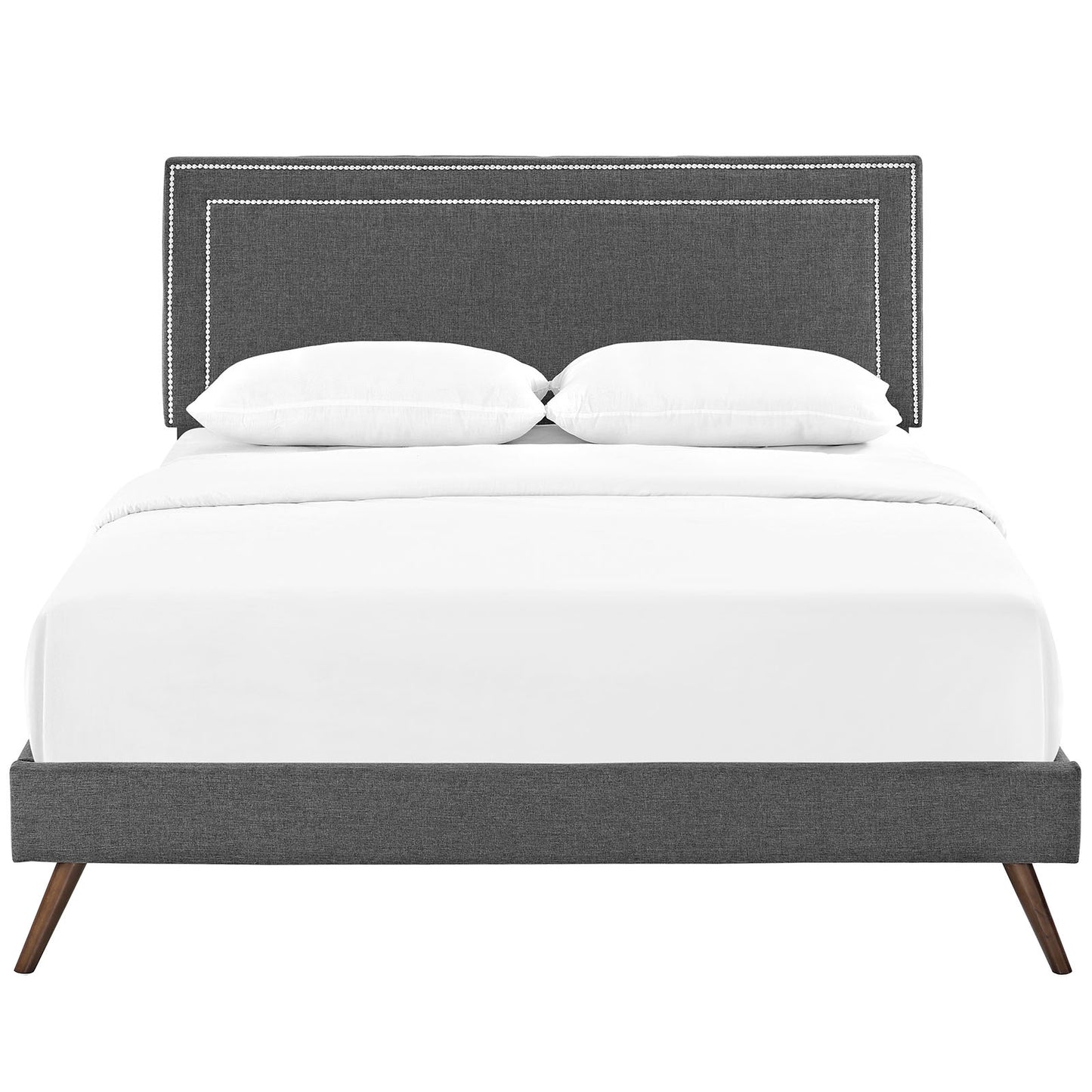 Modway Jessamine Fabric Queen Platform Bed with Round Splayed Legs