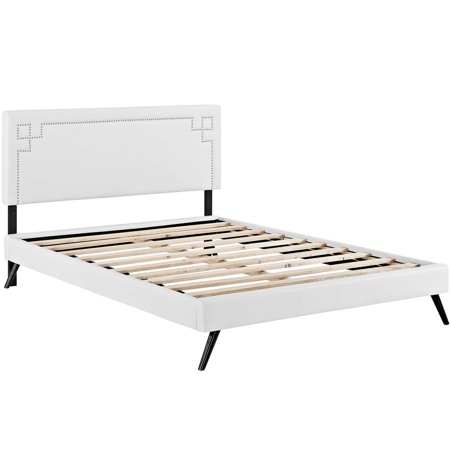 Modway Josie Vinyl Full Platform Bed with Round Splayed Legs