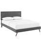 Modway Josie Fabric Queen Platform Bed with Round Splayed Legs