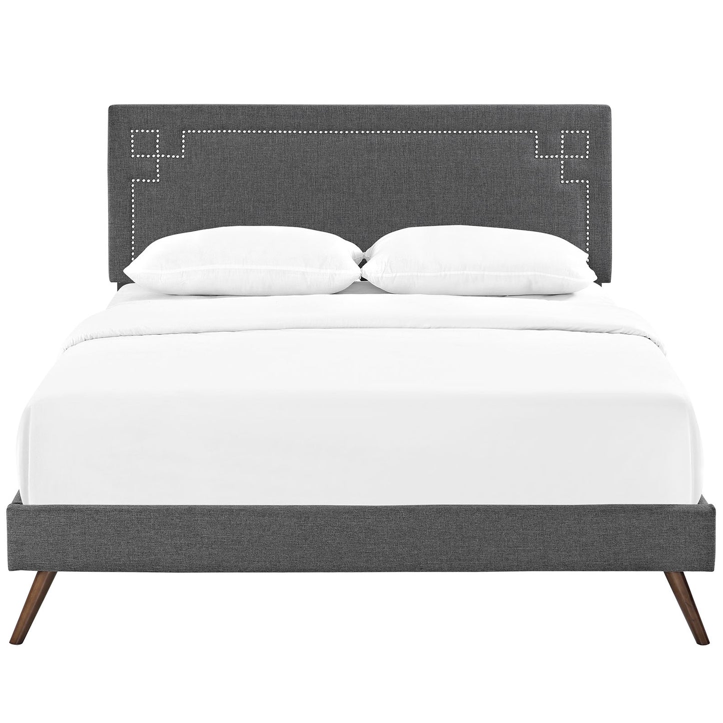 Modway Josie Fabric Queen Platform Bed with Round Splayed Legs