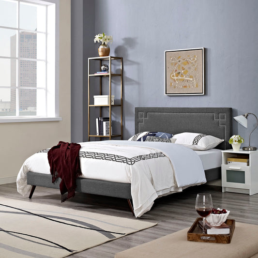 Modway Josie Fabric Queen Platform Bed with Round Splayed Legs