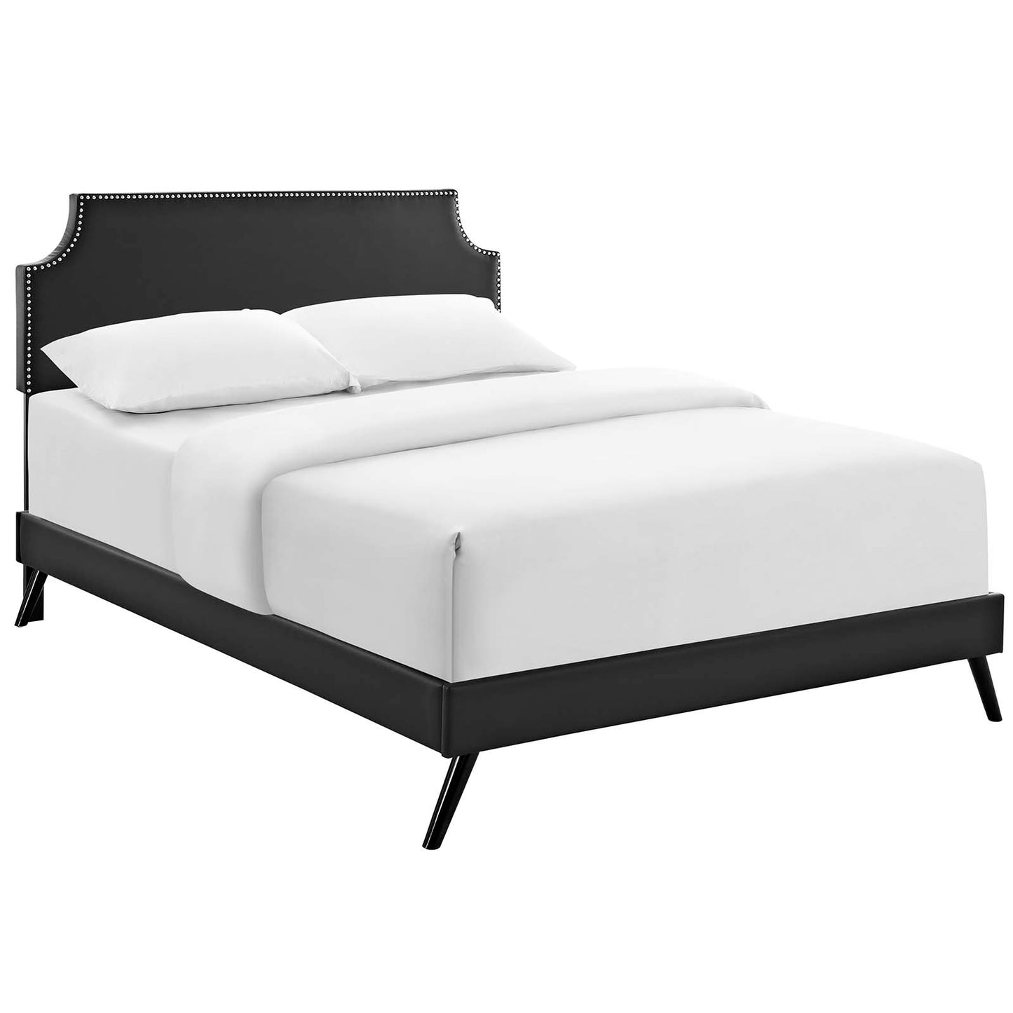 Modway Laura Vinyl Queen Platform Bed with Round Splayed Legs