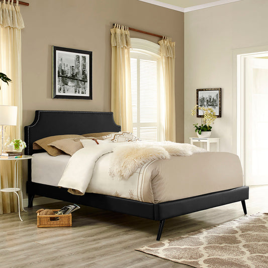 Modway Laura Vinyl Queen Platform Bed with Round Splayed Legs