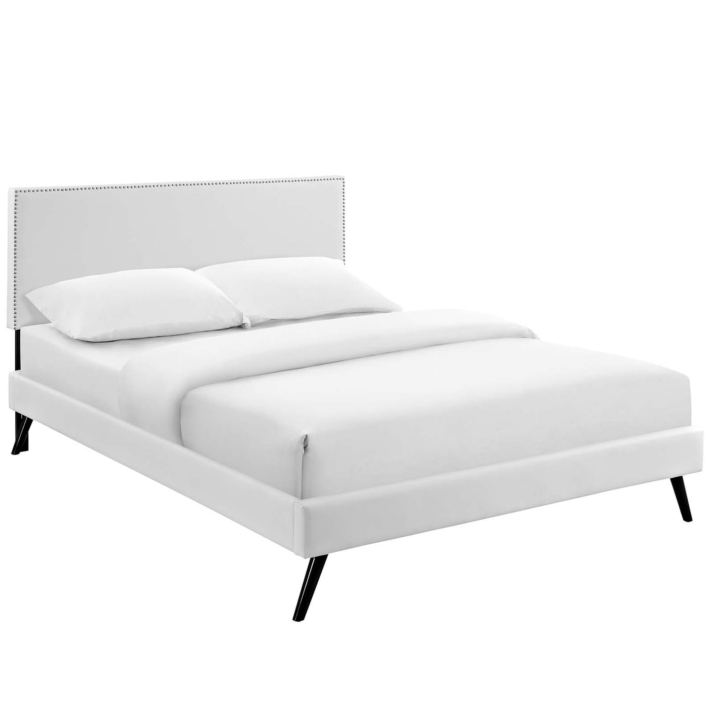 Modway Phoebe Vinyl King Platform Bed with Round Splayed Legs