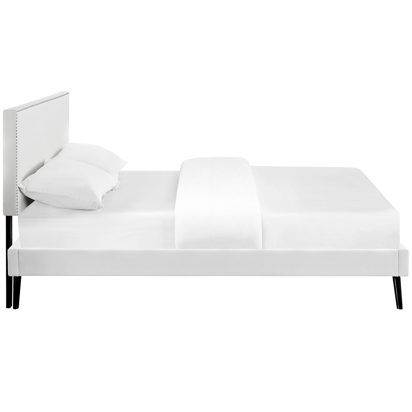 Modway Phoebe Vinyl King Platform Bed with Round Splayed Legs