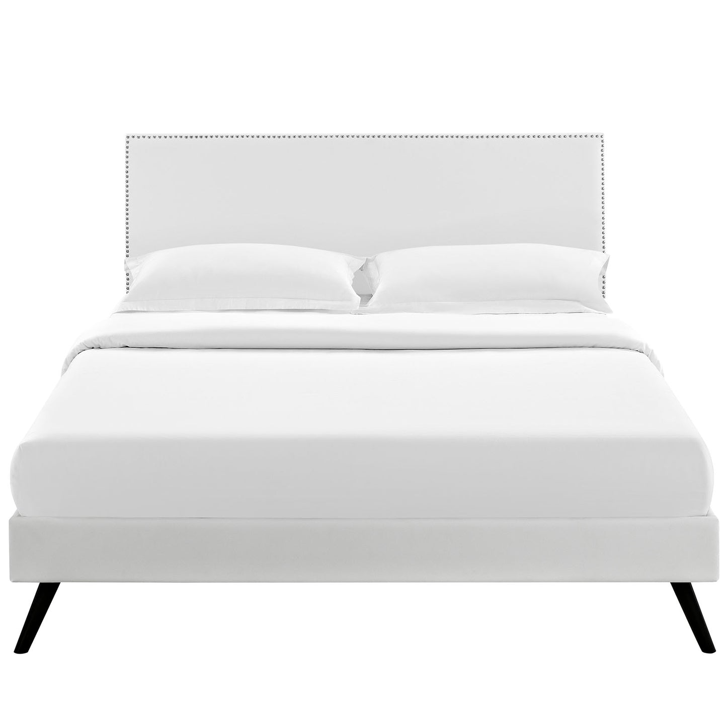 Modway Phoebe Vinyl King Platform Bed with Round Splayed Legs