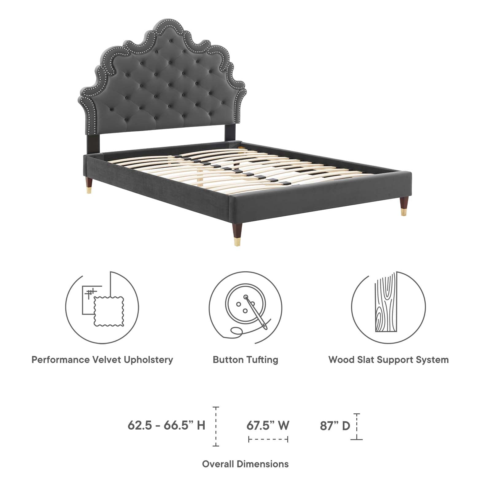 Sasha Button-Tufted Performance Velvet Queen Bed By Modway - MOD-6822 | Beds | Modishstore - 34